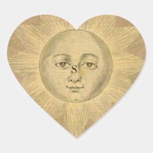 Sun Detail aus antiker Bowles Karte, ca. 1780 Herz-Aufkleber