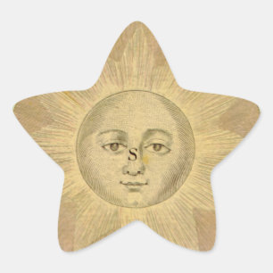 Sun Detail aus antiker Bowles Karte, ca. 1780 Stern-Aufkleber