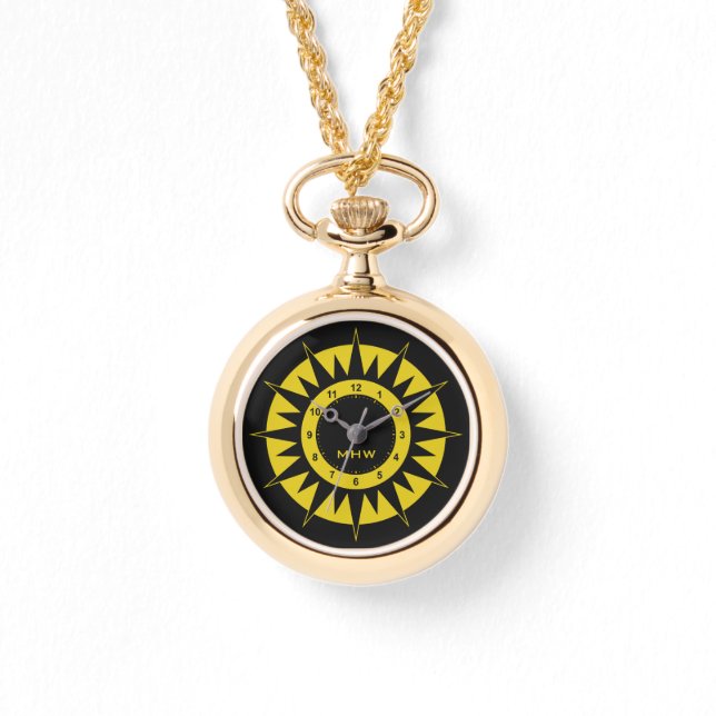 Sun Dial benutzerdefinierte Monogramm-Uhren Armbanduhr (Vorderseite)