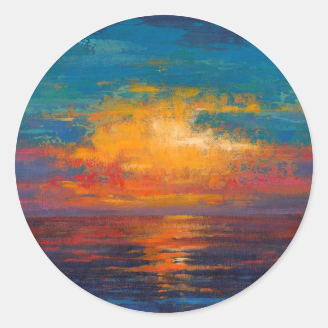 Sun Down II Runder Aufkleber (Vorderseite)