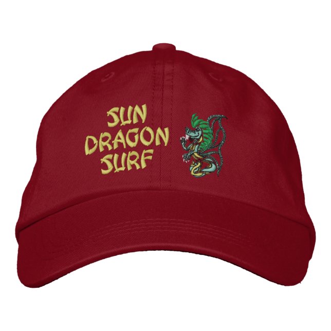 Sun Dragon Surf Bestickte Baseballkappe (Vorderseite)