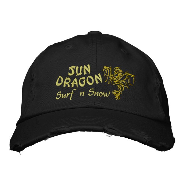 Sun Dragon Surf und Snow Bestickte Baseballkappe (Vorderseite)