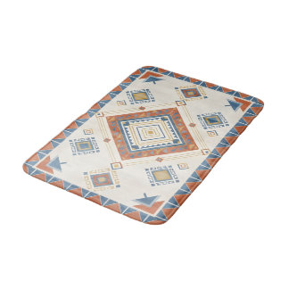 Sun-Drenched Terracotta and Blue Desert Kilim Badematte