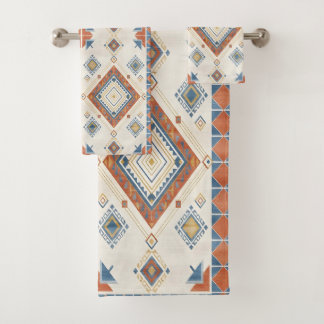 Sun-Drenched Terracotta and Blue Desert Kilim Badhandtuch Set