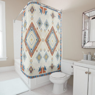 Sun-Drenched Terracotta and Blue Desert Kilim Duschvorhang