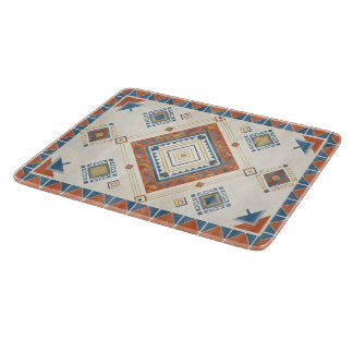 Sun-Drenched Terracotta and Blue Desert Kilim Schneidebrett
