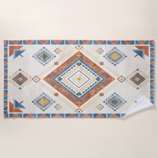 Sun-Drenched Terracotta and Blue Desert Kilim Strandtuch
