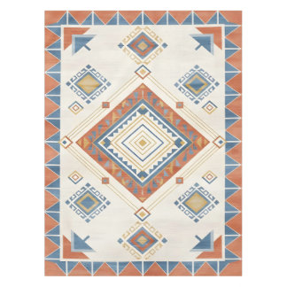 Sun-Drenched Terracotta and Blue Desert Kilim Tischdecke