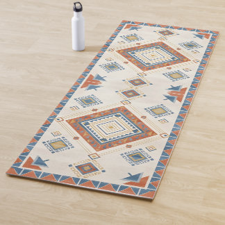 Sun-Drenched Terracotta and Blue Desert Kilim Yogamatte