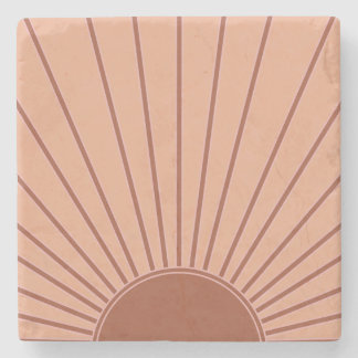 Sun Earth Tones Sonnenaufgang Braun Rost Retro Son Steinuntersetzer