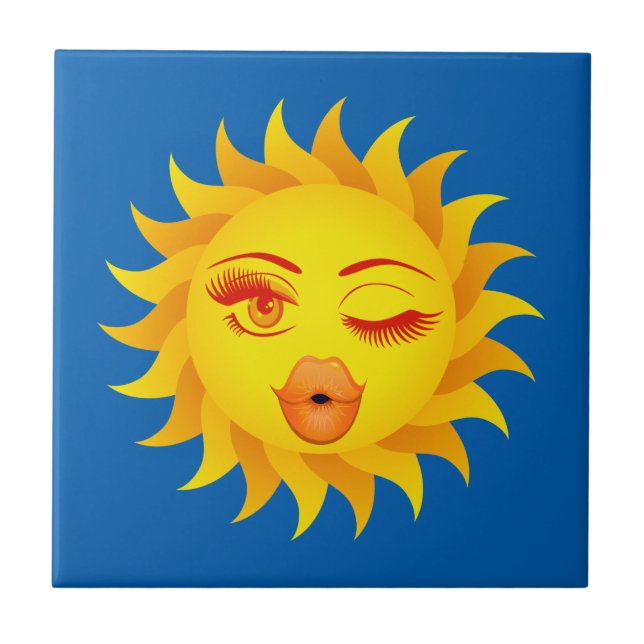 Sun Emoji Fliese (Vorderseite)