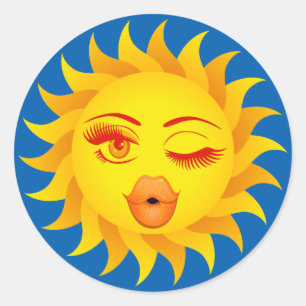 Sun emoji Symbol Runder Aufkleber