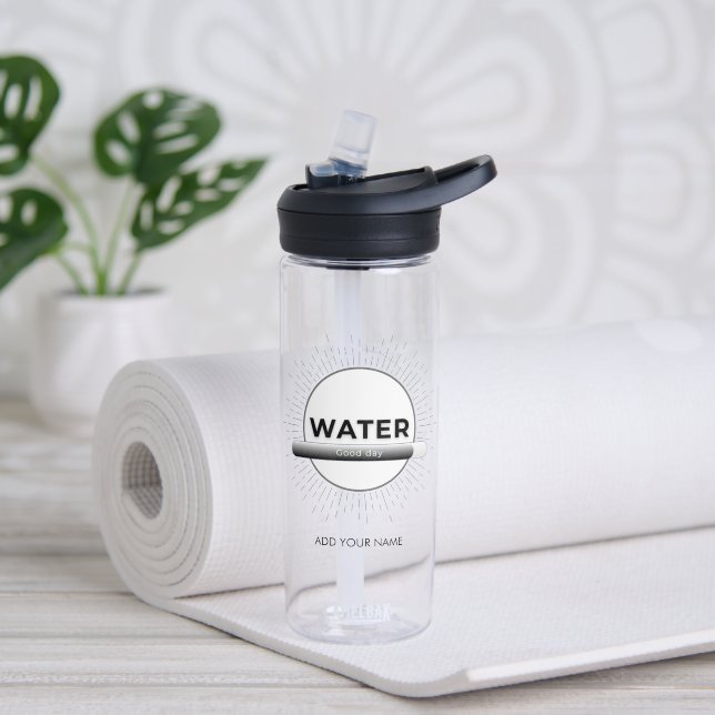 Sun Energy Water Quote | Custom Name Trinkflasche (Yoga (gedreht))