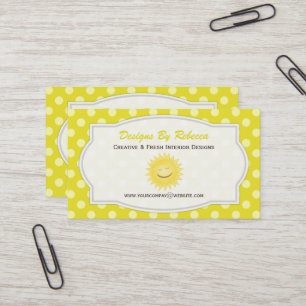 Sun et carte de visite jaune de point de polka