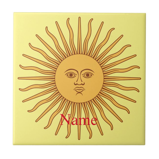 Sun face Art Illustration Thunder_Cove Fliese (Vorderseite)