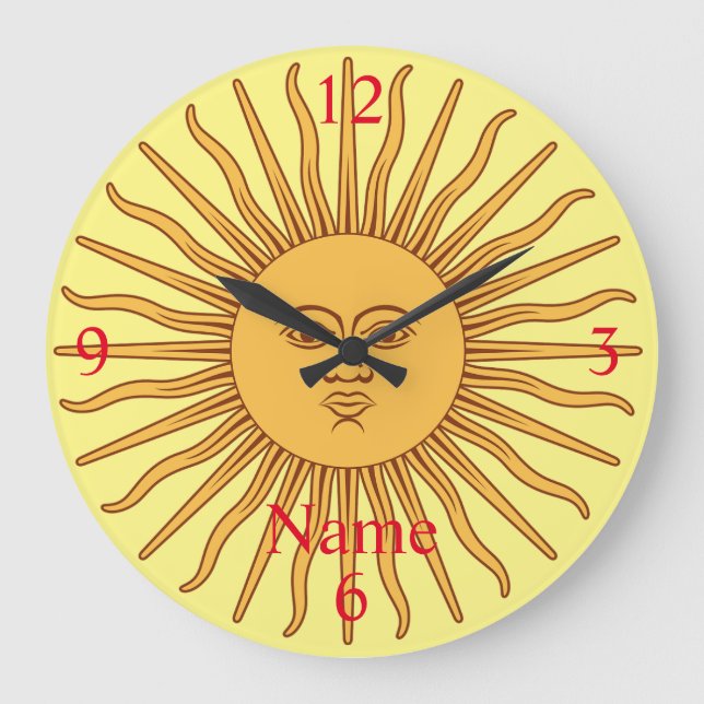 Sun face Art Illustration Thunder_Cove  Große Wanduhr (Vorderseite)