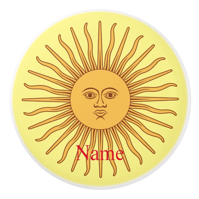 Sun face Art Illustration Thunder_Cove Keramikknauf (Vorderseite)