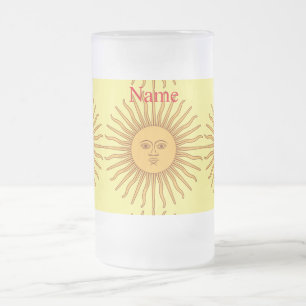 Sun face Art Illustration Thunder_Cove Mattglas Bierglas