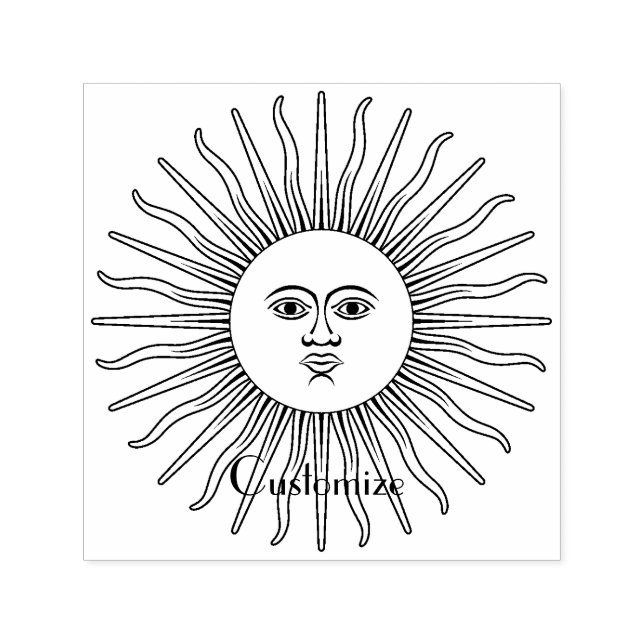 Sun face Art Illustration Thunder_Cove Permastempel (Design)