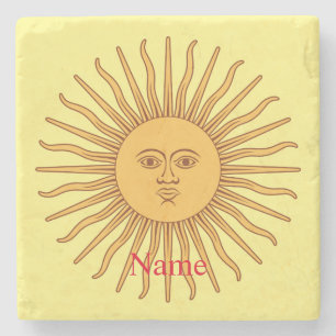 Sun face Art Illustration Thunder_Cove Steinuntersetzer