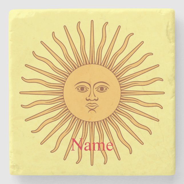 Sun face Art Illustration Thunder_Cove Steinuntersetzer (Vorderseite)