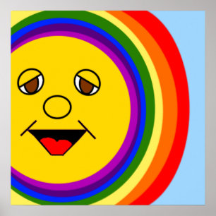Sun Face Rainbow Poster