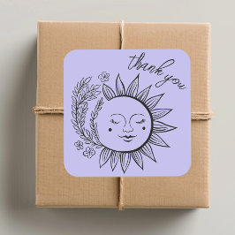 Sun Floral Boho THANK YOU Elegant Chic Pastel Quadratischer Aufkleber
