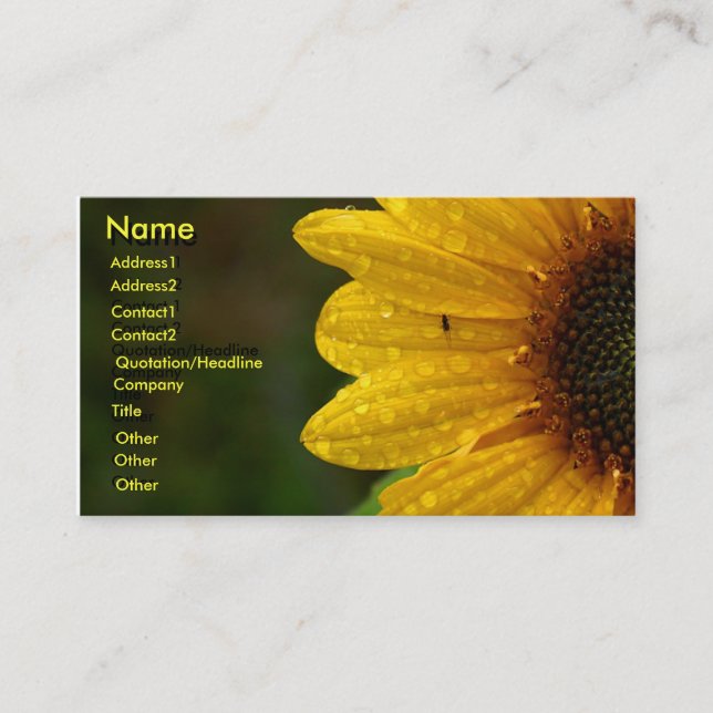 Sun Flower Business Card Visitenkarte (Vorderseite)