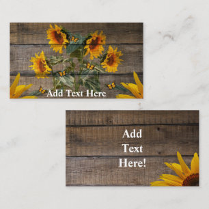 Sun Flower Rustic Wood Business Card Visitenkarte
