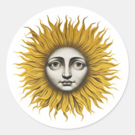 Sun Fornasetti Style Runder Aufkleber