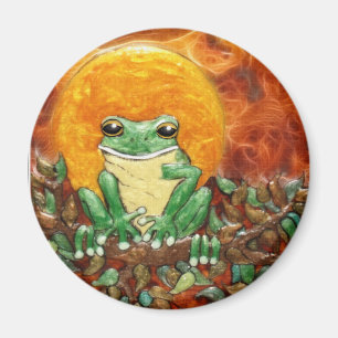 Sun Frog Tree-Frog Art Magnet