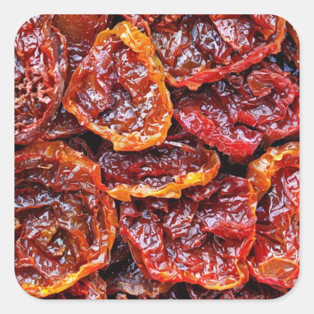 Sun-getrocknete Tomaten Quadratischer Aufkleber (Vorderseite)