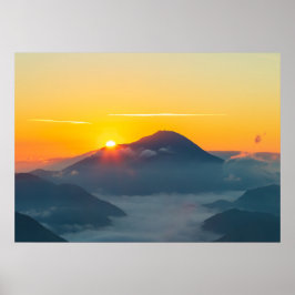 Sun, Gipfel hinter Uršlja gora, Slowenien Poster