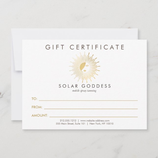 Sun Goddess Girl Logo Spray Tanning Geschenkkarte (Vorderseite)
