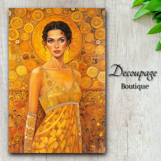 Sun Goddess Klimt-Inspiriert Goldene Ära Seidenpapier (Sun Goddess Klimt Inspired Golden Era Decoupage Tissue Paper By Decoupage Boutique)