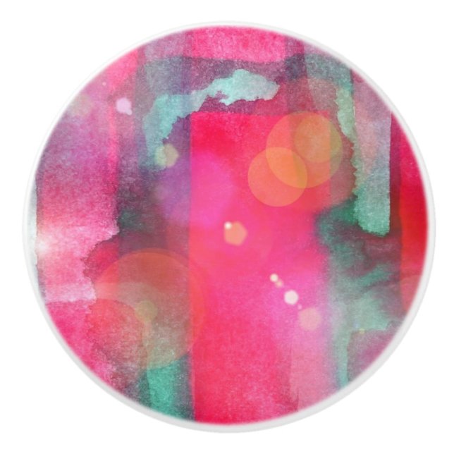 Sun-greller Glanz abstrakter gemalter Watercolor Keramikknauf (Vorderseite)