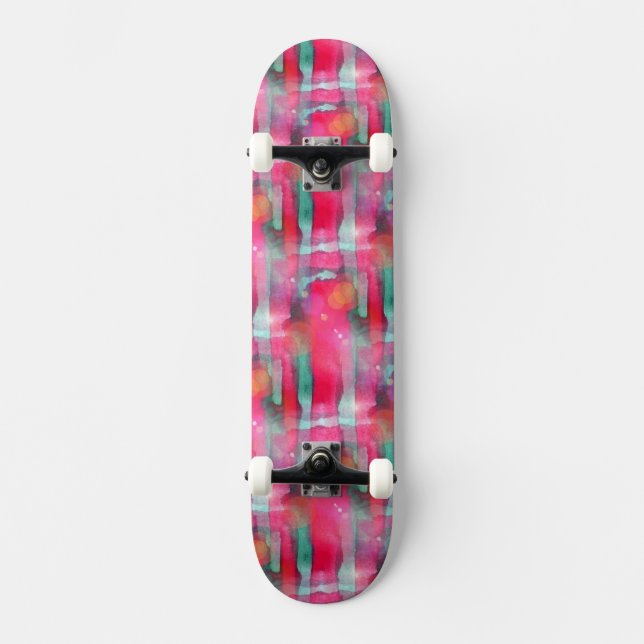 Sun-greller Glanz abstrakter gemalter Watercolor Skateboard (Vorderseite)