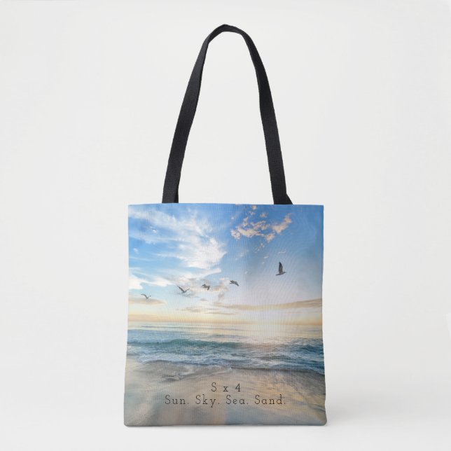 Sun. Himmel. Meer. Sand. Strand-Szene Tasche (Vorderseite)