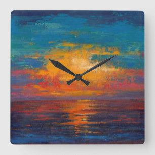 Sun hinunter II Quadratische Wanduhr