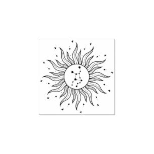 Sun Horoscope Virgo Rubber Briefmarke Gummistempel