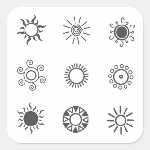 Sun-Icon-Set Quadratischer Aufkleber