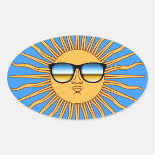 Sun in Shades Ovaler Aufkleber