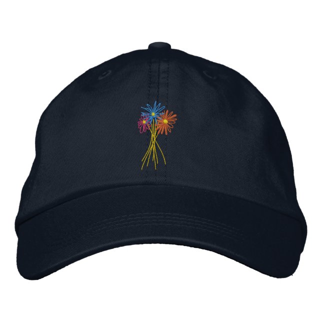 Sun-Kappe. Blumen-Bündel. Farbige Gänseblümchen Bestickte Baseballkappe (Vorderseite)
