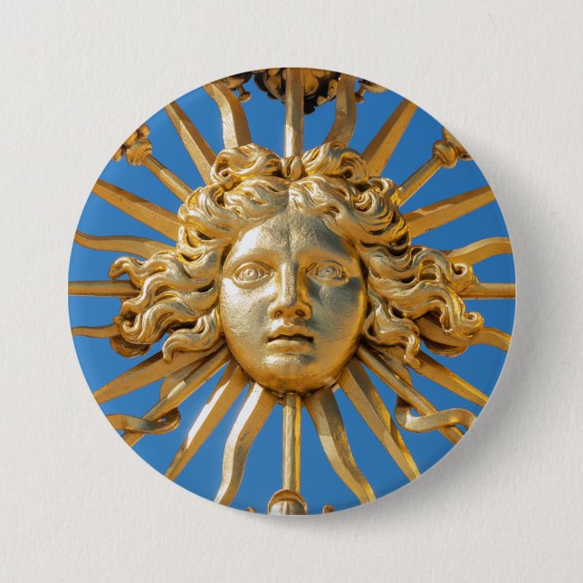 Sun King am Goldenen Tor zum Schloss Versailles Button (Vorderseite)