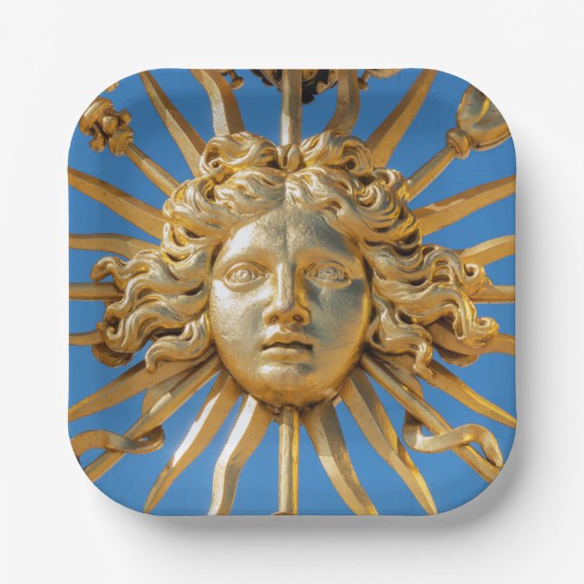 Sun King am Goldenen Tor zum Schloss Versailles Pappteller (Vorderseite)