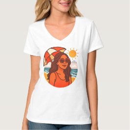 Sun‑Kissed Beach Day | Umbrella Girl Summer 2025 T T-Shirt