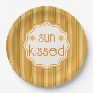 Sun Kissed Golden Yellow Orange Green Rust Stripe Pappteller