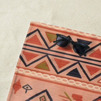 Sun-Kissed Hand-Drawn Moroccan Tribal Art Strandtuch