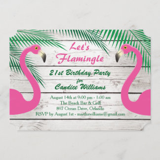Sun Kissed Let's Flamingle 21. Geburtstag Party Einladung