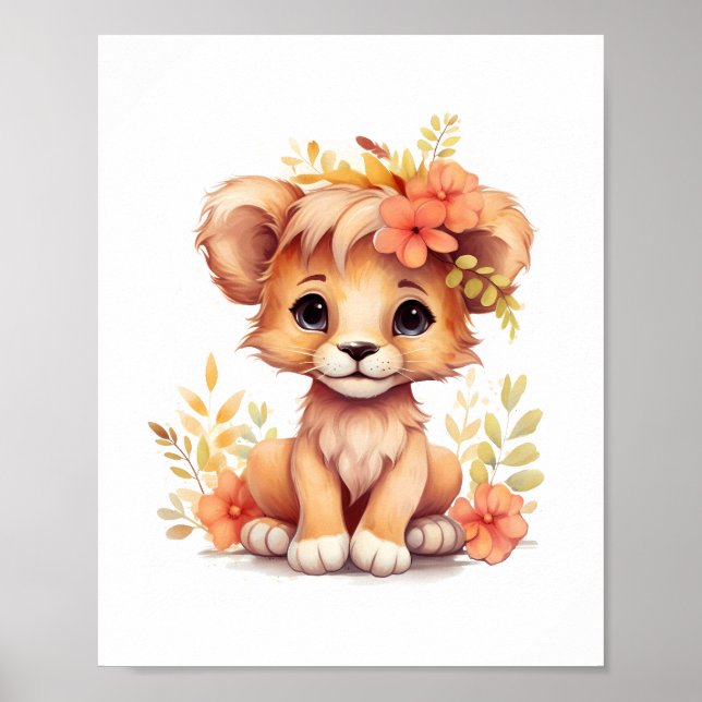 Sun-Kissed Lion Cub Kinderzimmer Kinder Poster (Vorne)